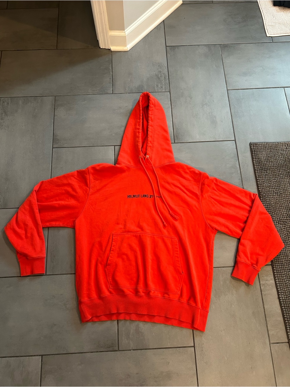 Helmut Lang French Terry Stencil Hoodie | Red